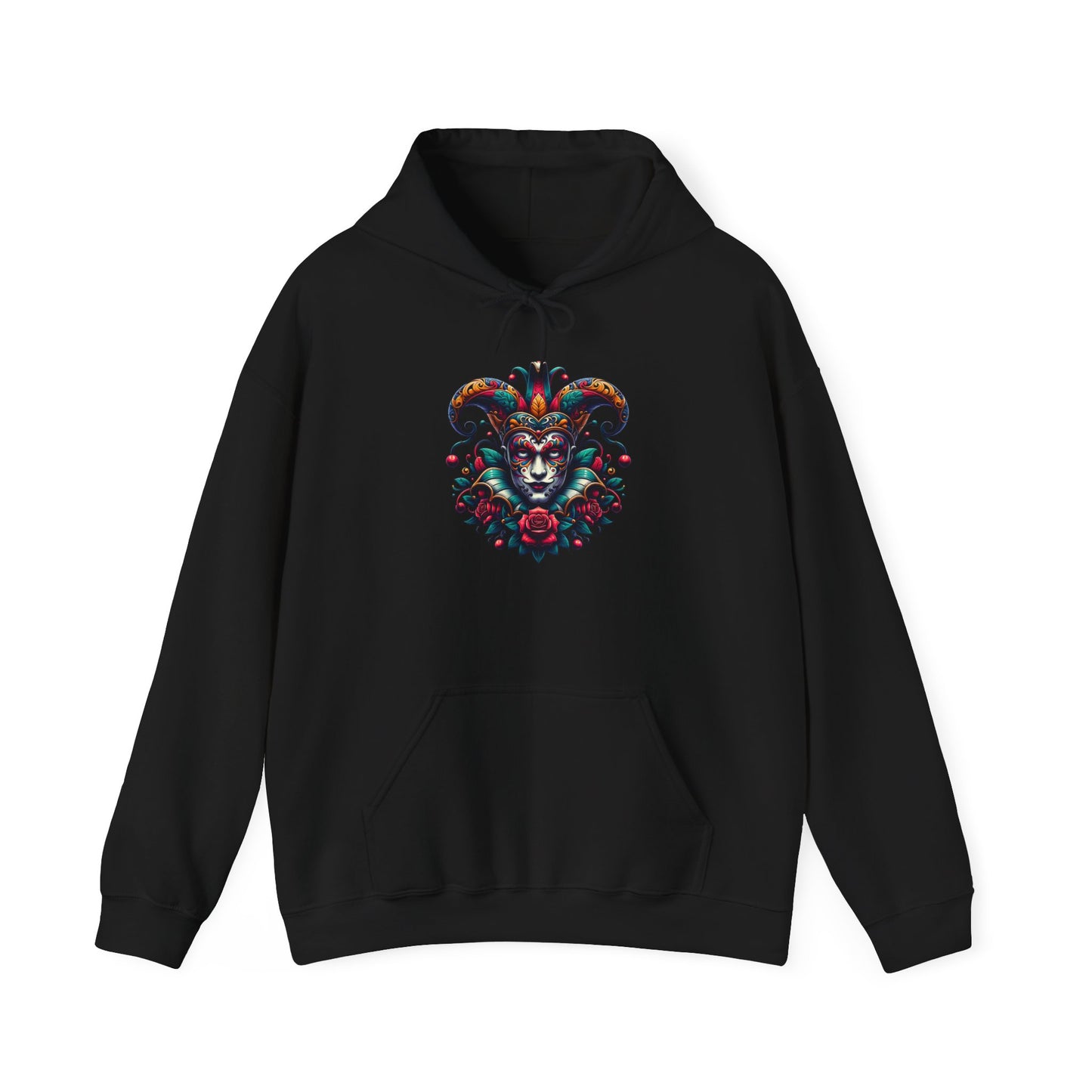 Colorful Jester Hoodie, Unique Graphic Sweatshirt