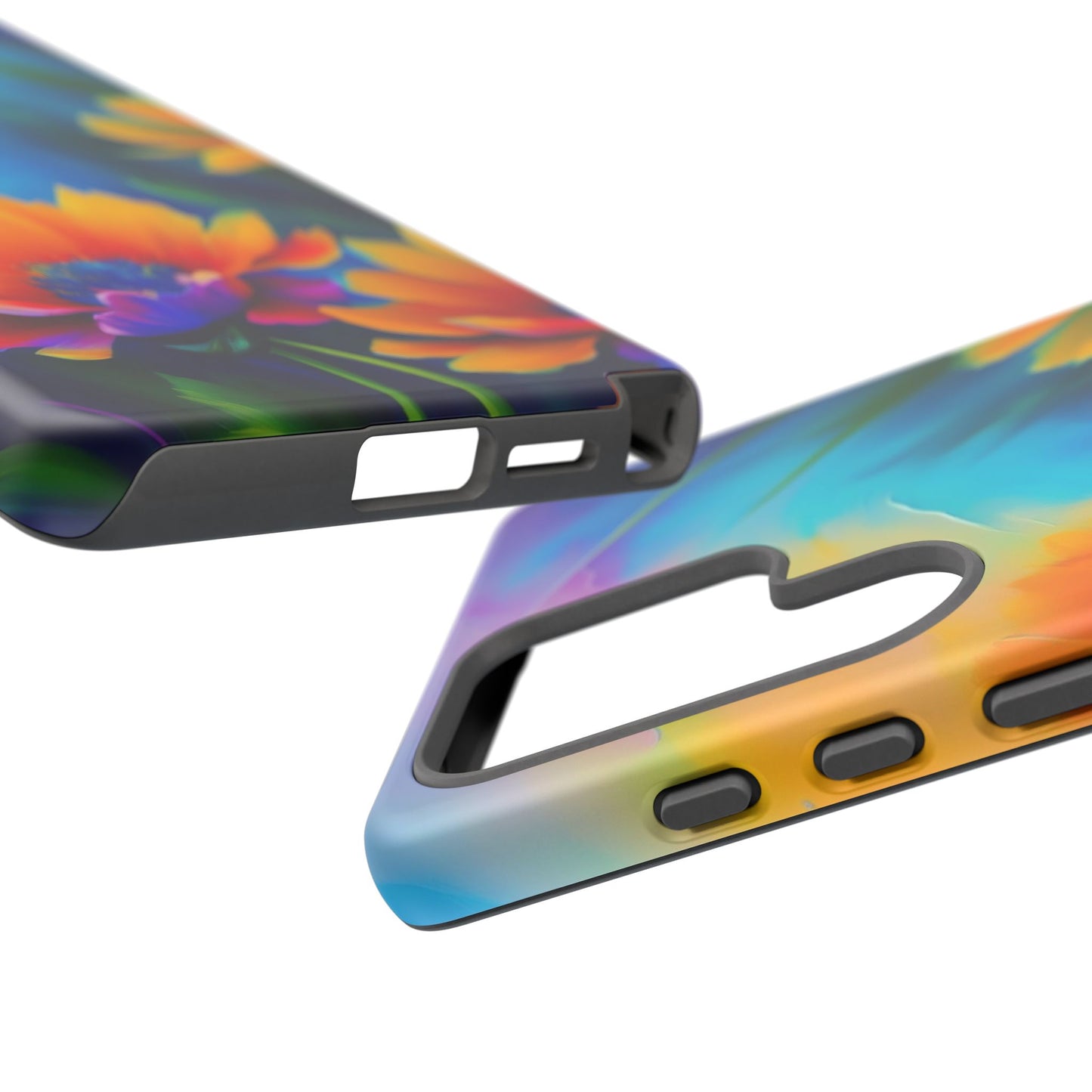 Floral Sunset Tough Phone Case — Vibrant Watercolor Flowers Protective Cover