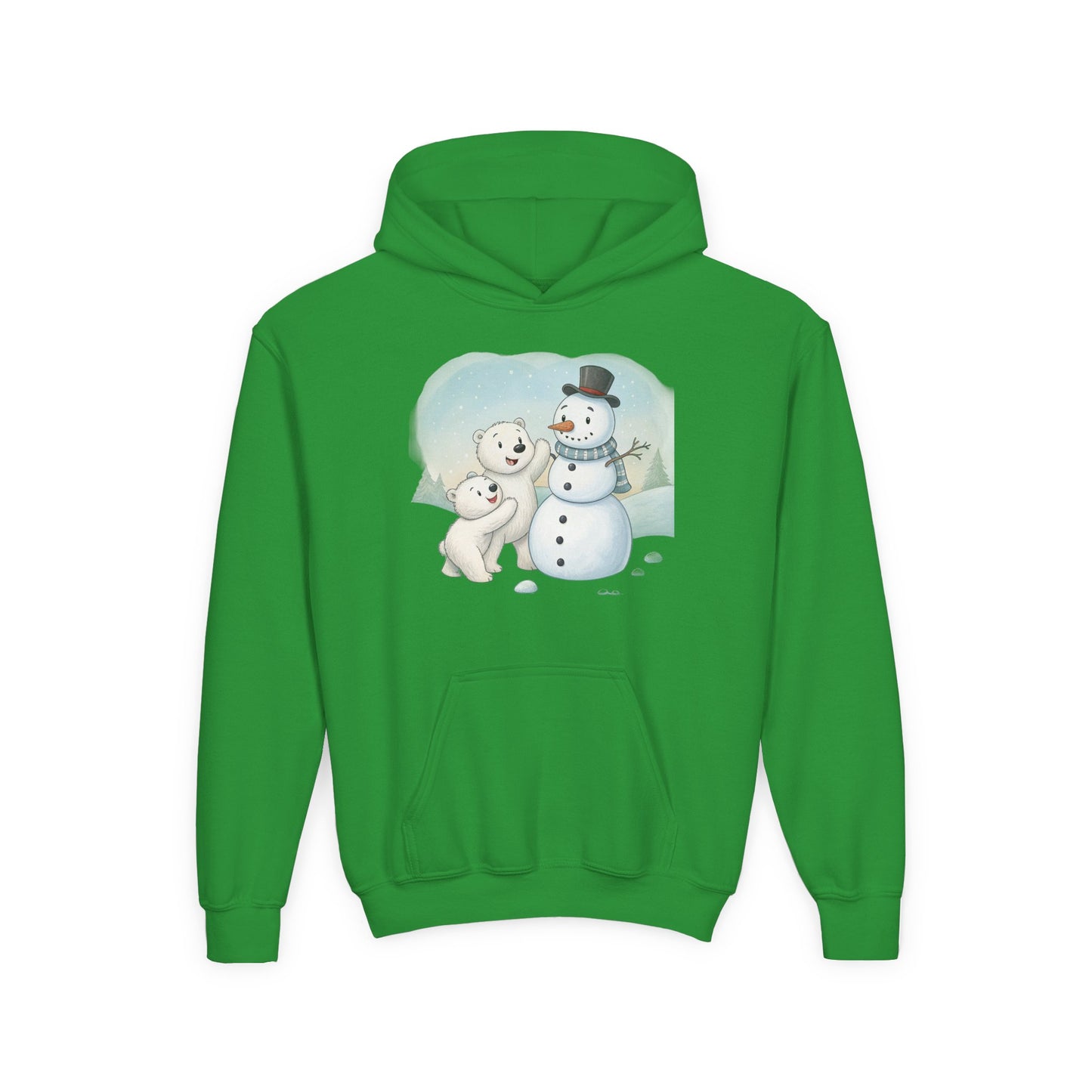 Kids Snowman Hoodie – Cute Polar Bear & Snowman Winter Sweatshirt