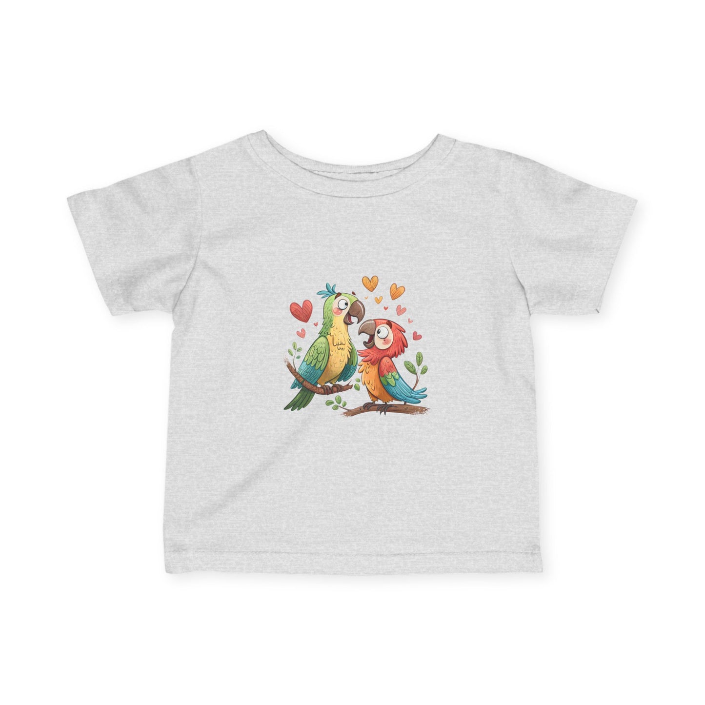 Infant Tee — Cute Pair of Parrots Baby Shirt (Hearts & Love)