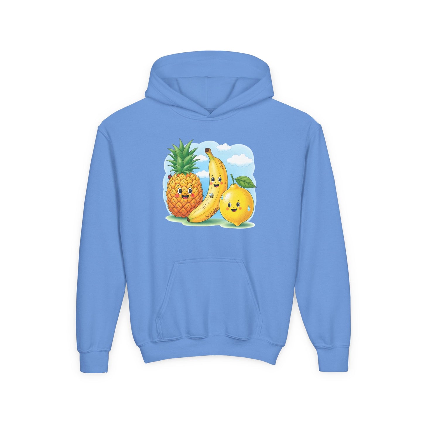 Kids Tropical Fruit Hoodie — Cute Pineapple, Banana & Orange Graphic Sweatshirt