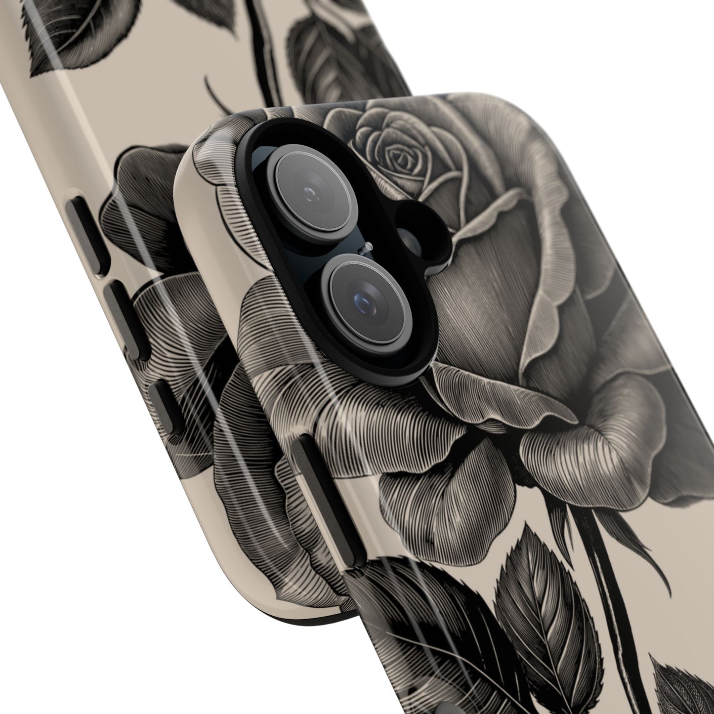 Black Rose Phone Case, Tough Cases with Floral Design, Elegant Tech Accessory, Gift for Flower Lovers, Stylish Protection