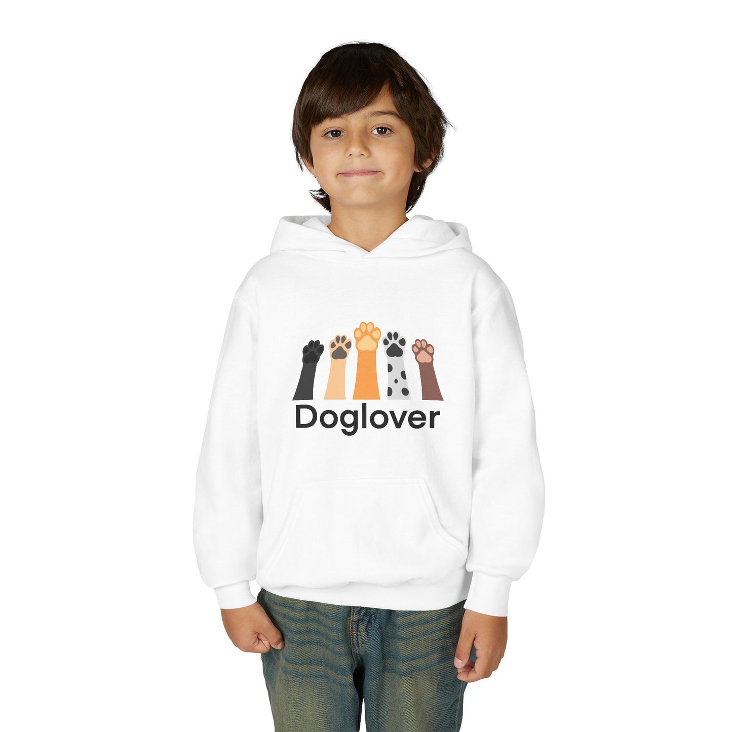 Doglover Youth Hoodie — Cute Paw Print Graphic Sweatshirt for Kids