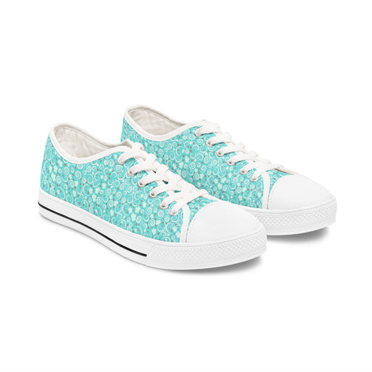 Aqua Bubble Pattern Women's Low Top Sneakers