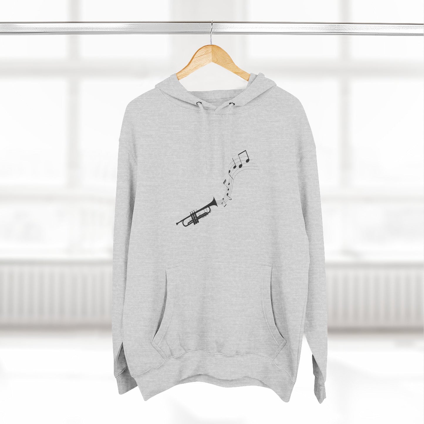 Trumpet Music Notes Hoodie — Minimalist Jazz Instrument Pullover