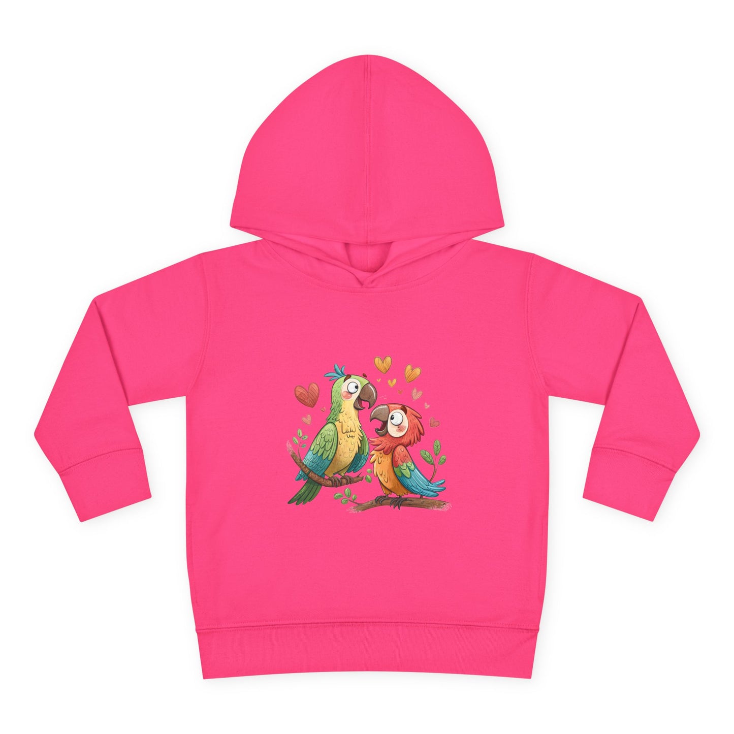 Toddler Hoodie — Cute Parrot Love Pullover (Heart Bird Kids Sweatshirt)