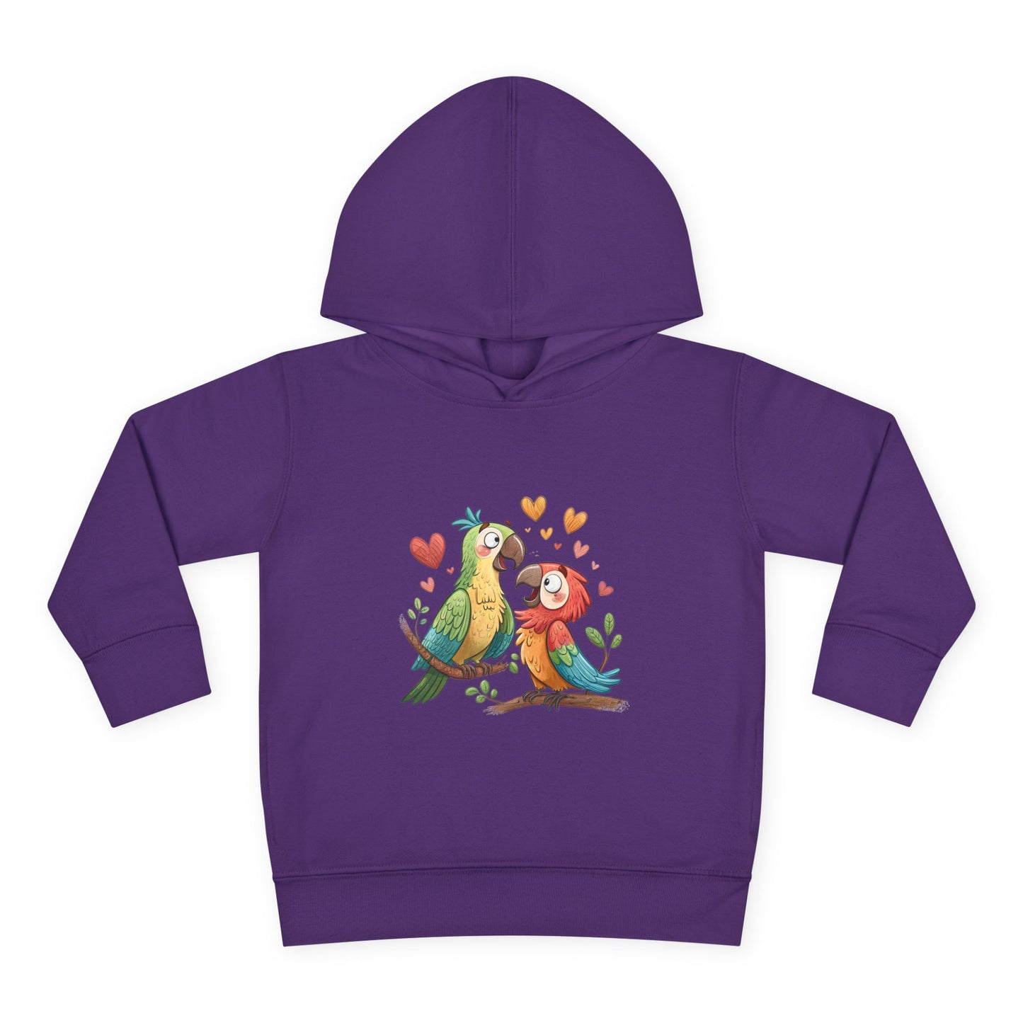 Toddler Hoodie — Cute Parrot Love Pullover (Heart Bird Kids Sweatshirt)