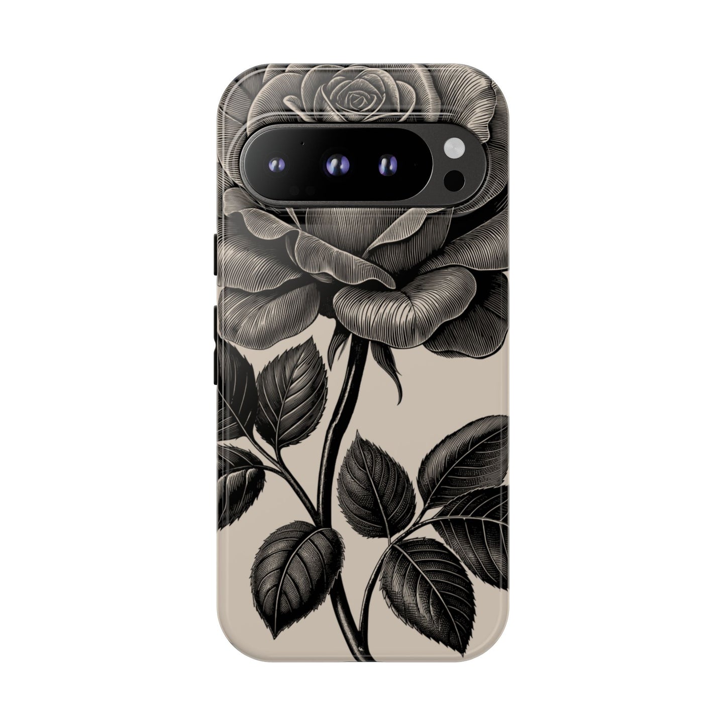 Black Rose Phone Case, Tough Cases with Floral Design, Elegant Tech Accessory, Gift for Flower Lovers, Stylish Protection