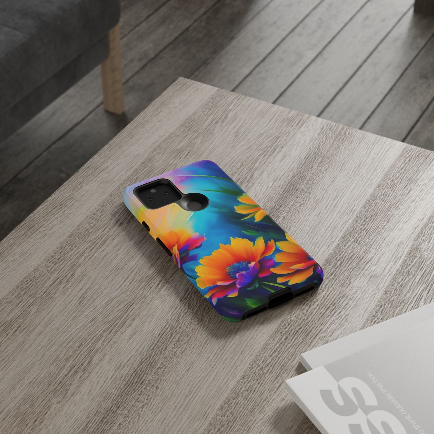 Floral Sunset Tough Phone Case — Vibrant Watercolor Flowers Protective Cover
