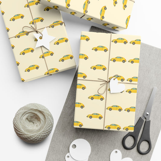 Taxi Pattern Gift Wrap Paper — Yellow Cab Wrapping Sheets for Car Lovers