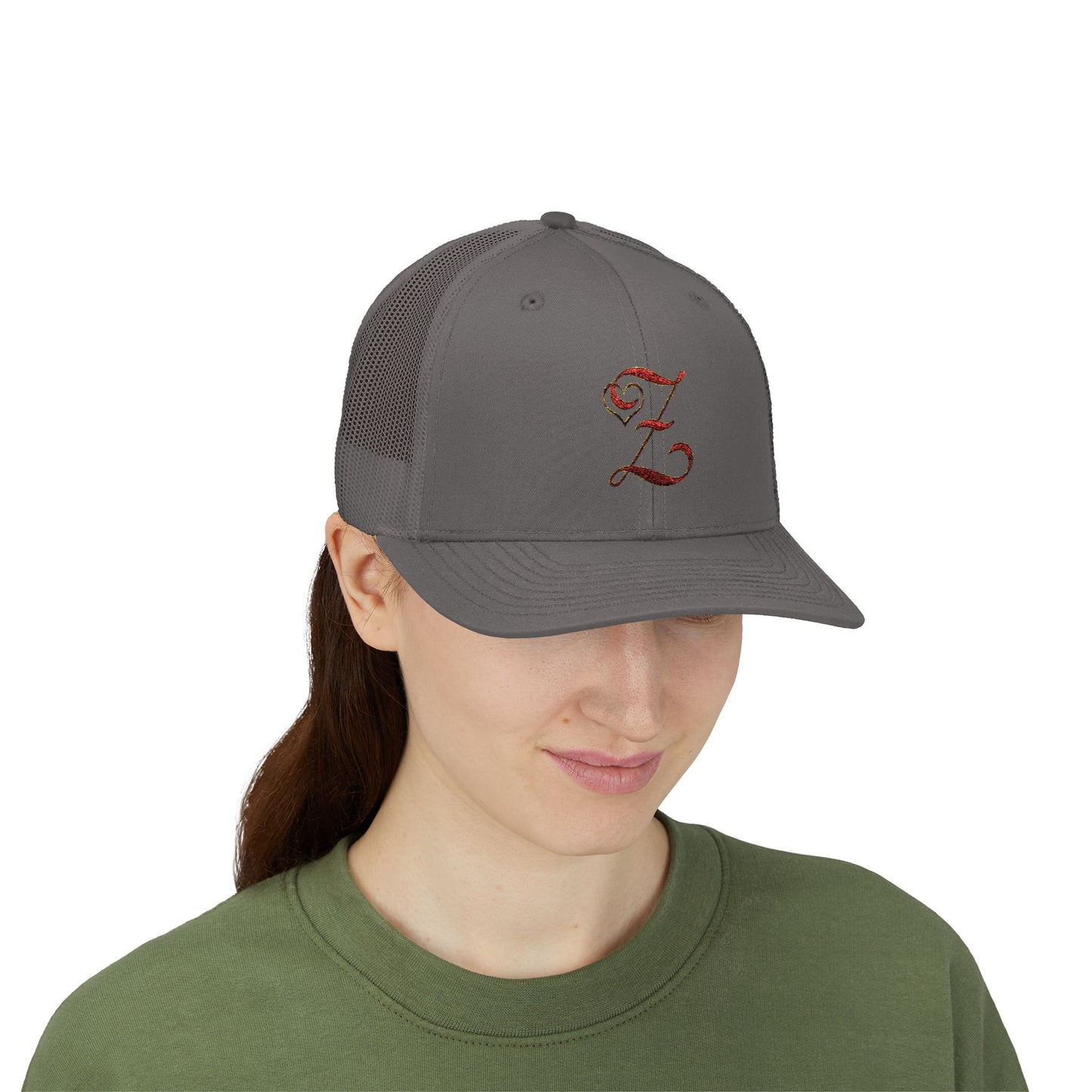 Embroidered 'Z' Snapback Trucker Cap — Vintage Monogram Initial Hat