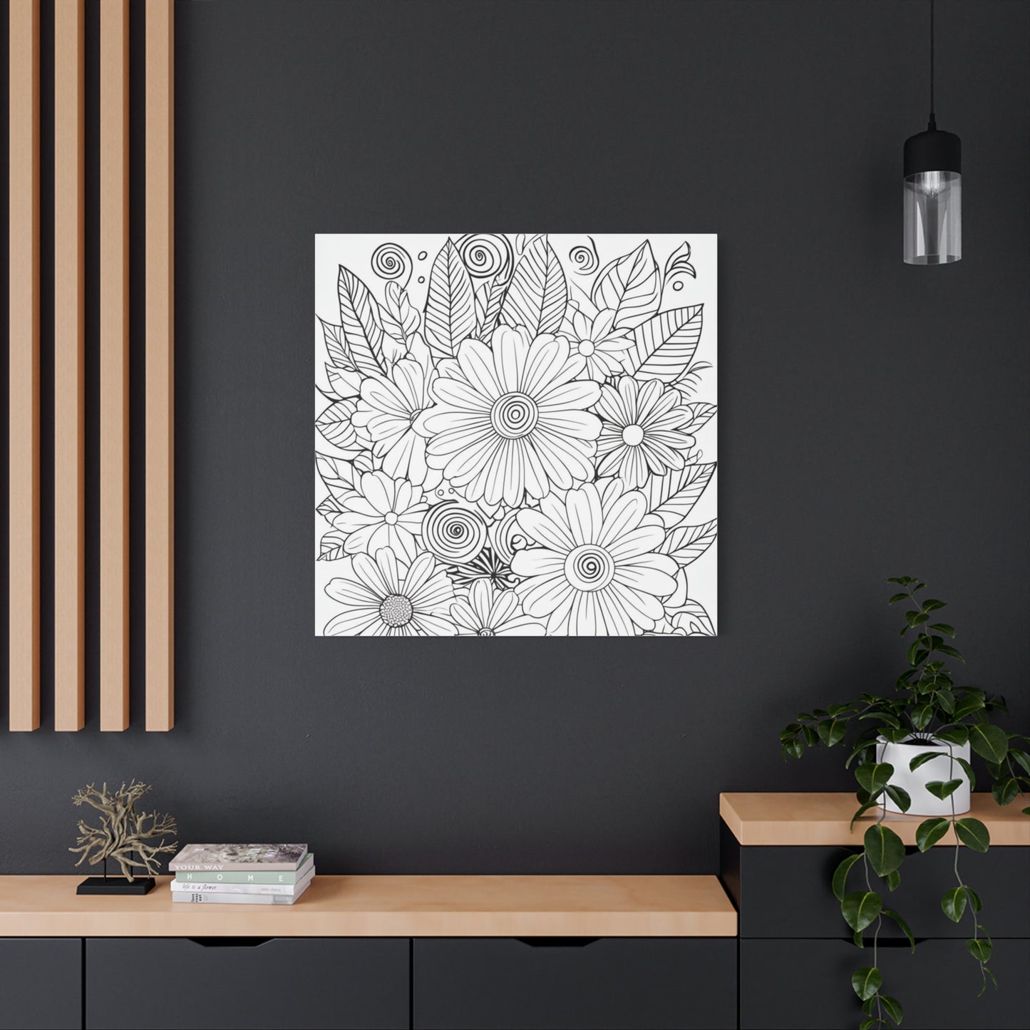 COLOR IT YOURSELF Floral Doodle Canvas Art — Black & White Bouquet Stretched Canvas