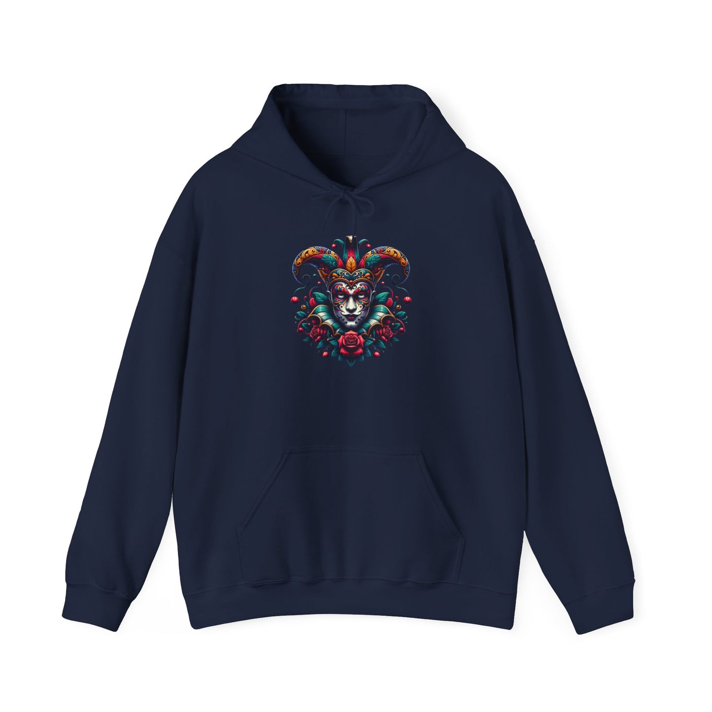Colorful Jester Hoodie, Unique Graphic Sweatshirt