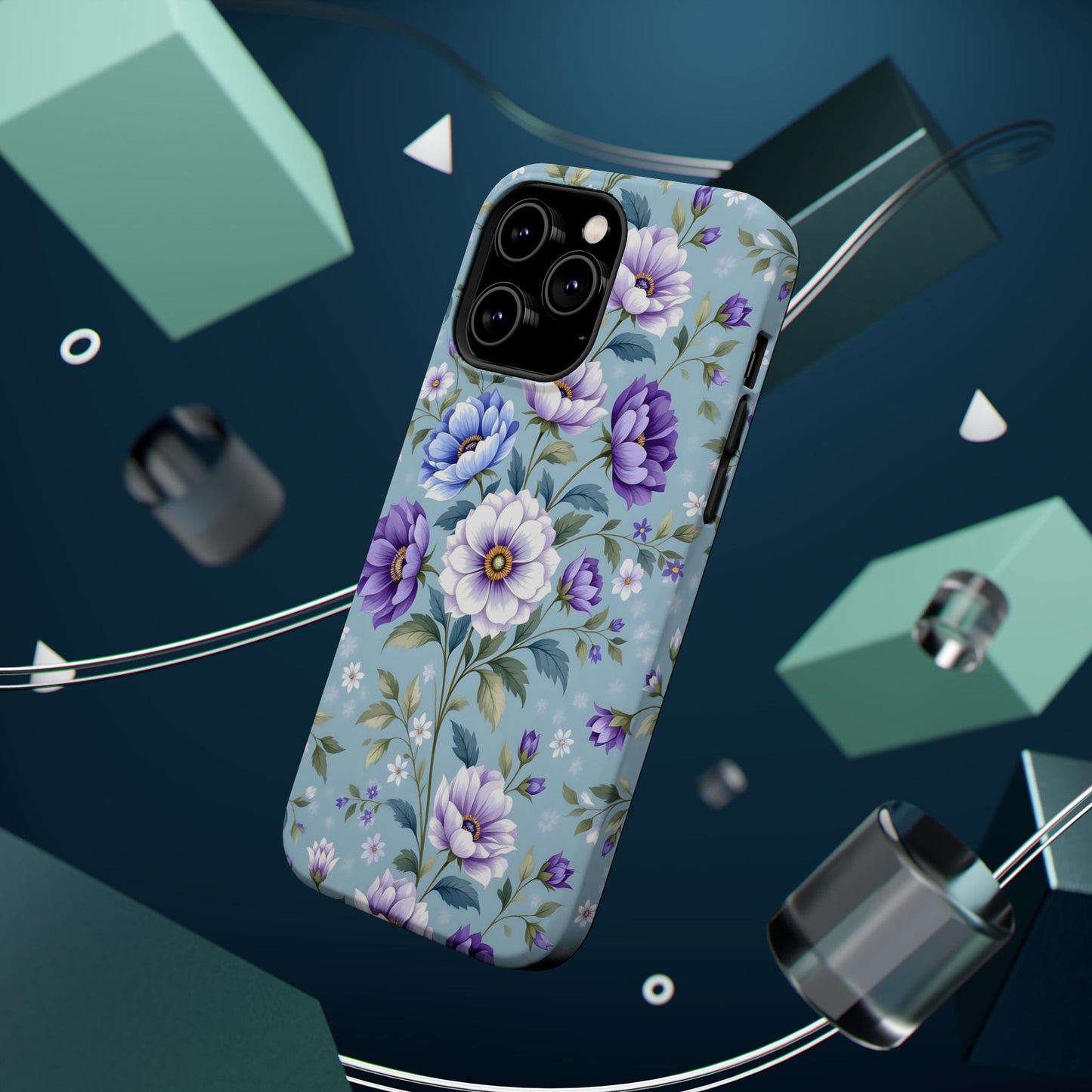 Floral Purple Peony Phone Case — Magnetic Impact‑Resistant Protective Cover