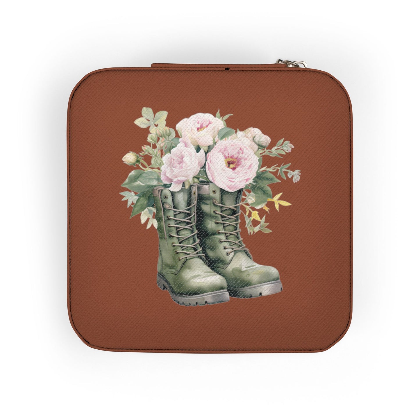 Compact Floral Boots Jewelry Travel Case – Portable Earring & Ring Organizer