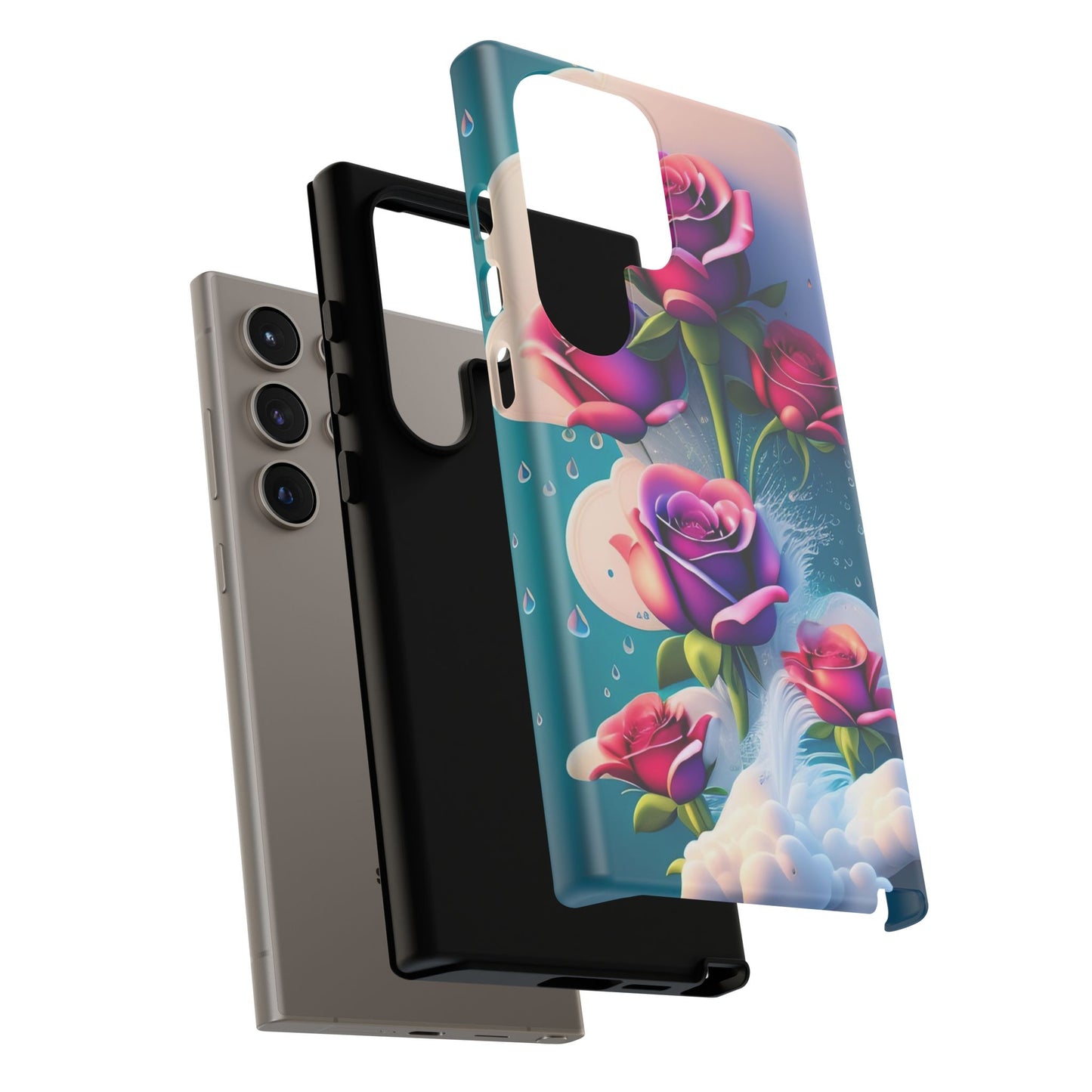 Floral Dream Tough Phone Case — Rose Bouquet Clouds Design