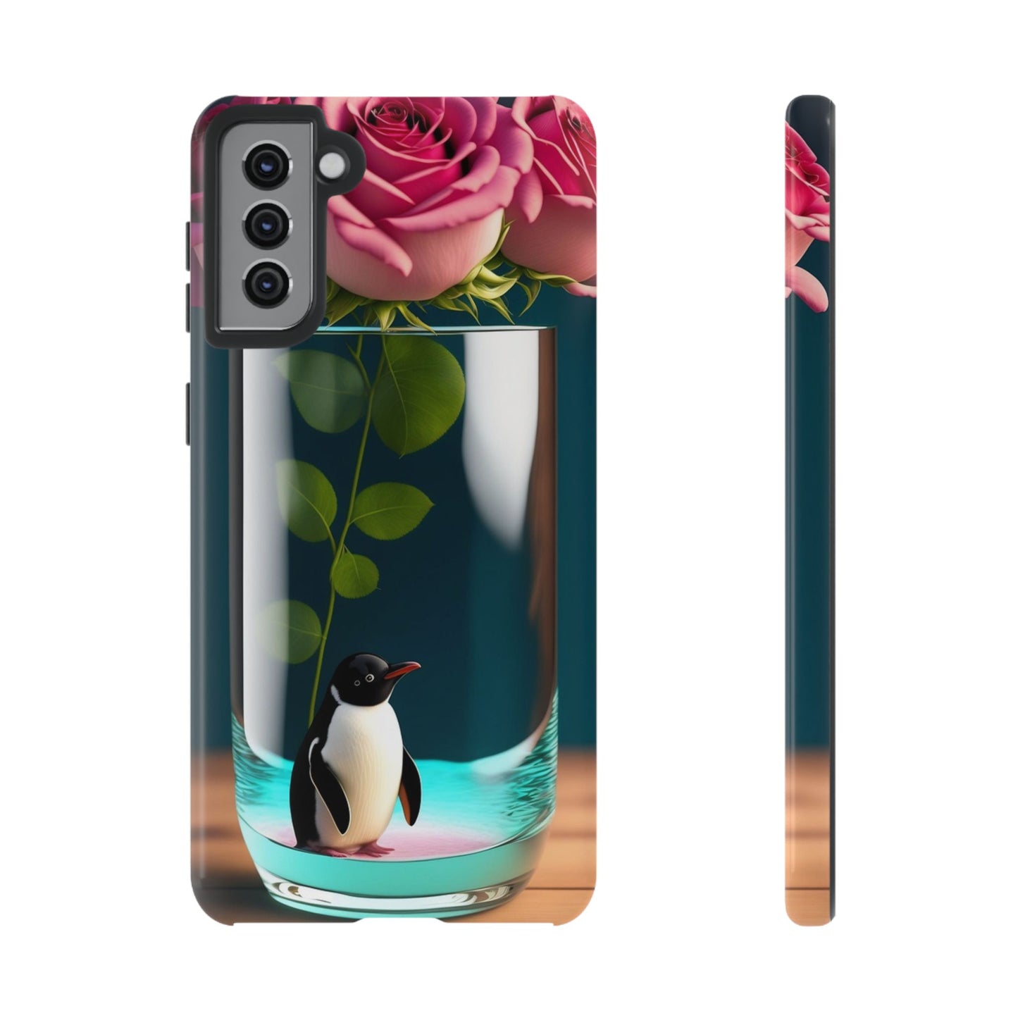 Penguin in a Glass Floral Tough Phone Case — Cute Protective Phone Cover