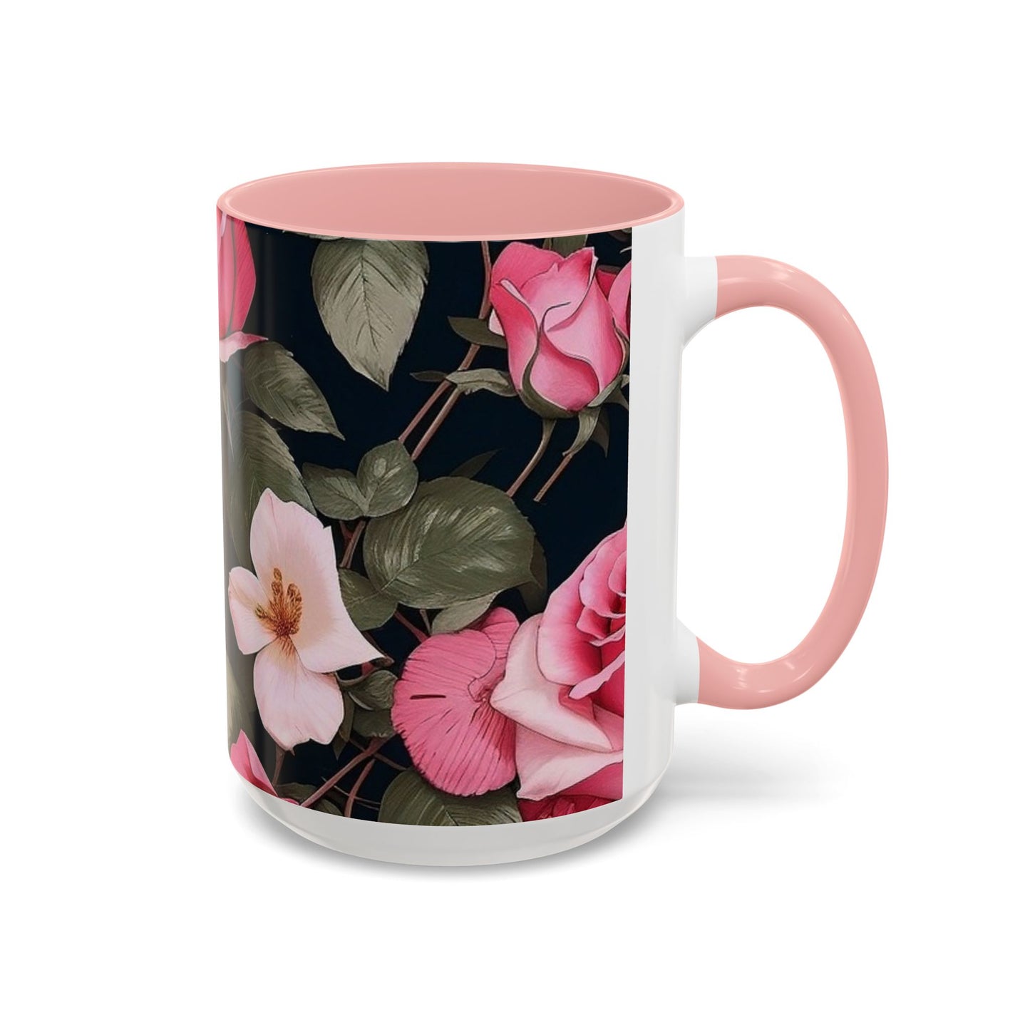 Floral Accent Coffee Mug, Gift for Her, Cute Floral Mug, Spring Decor, Coffee Lover Gift