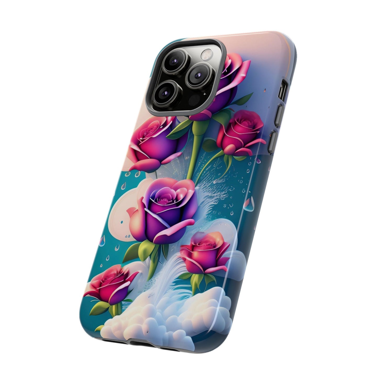 Floral Dream Tough Phone Case — Rose Bouquet Clouds Design