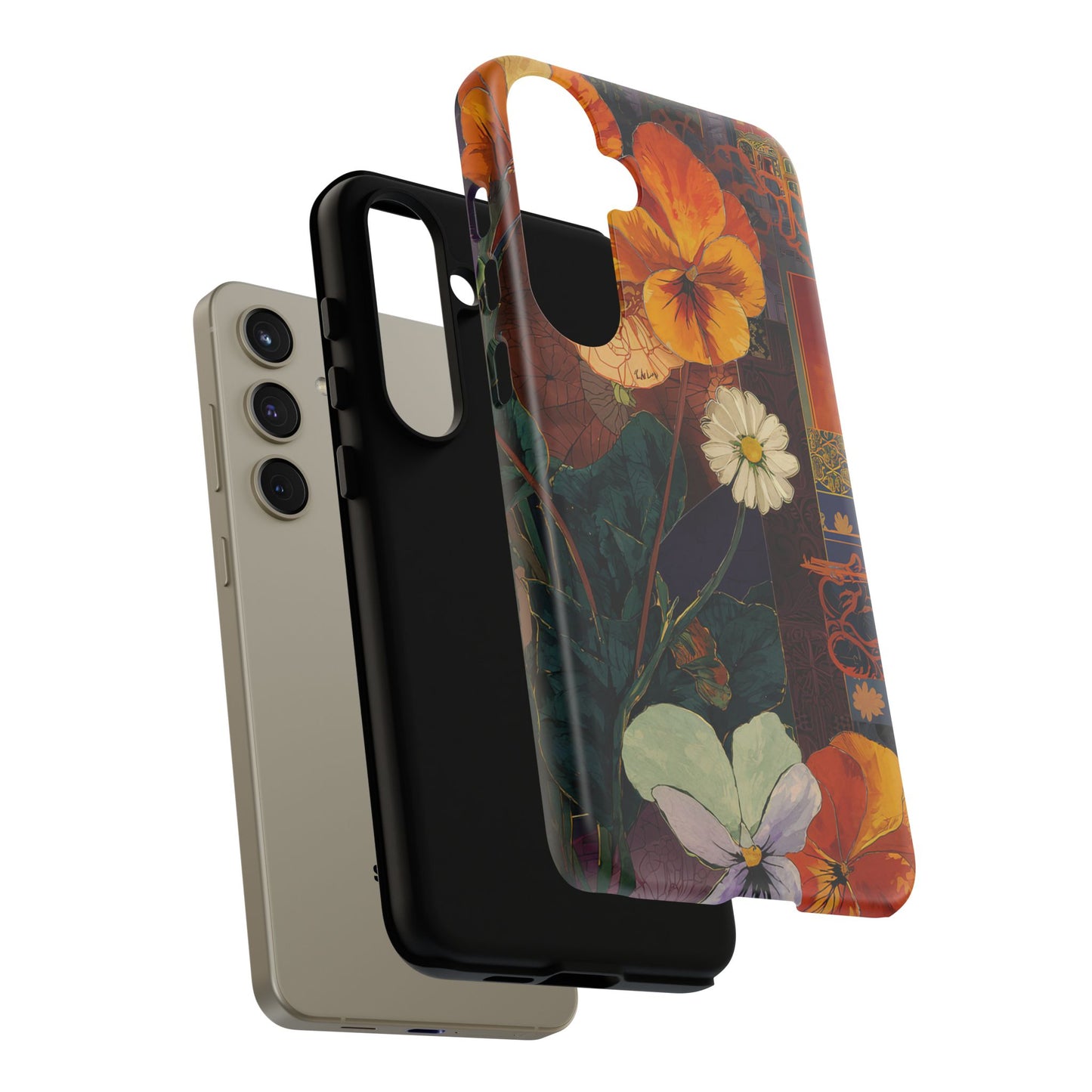 Floral Pansy Tough Phone Case — Vintage Botanical Protection