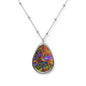 Colorful Butterfly Oval Necklace Bohemian Jewelry, Nature-Inspired Jewelry
