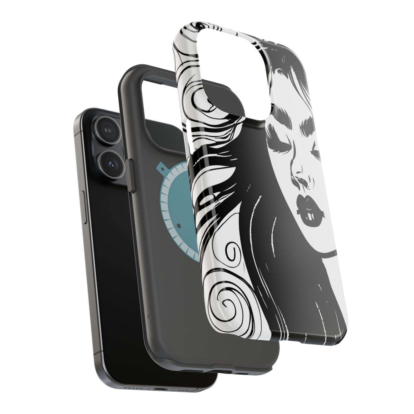 Artistic Black & White Portrait Phone Case — Magnetic Impact-Resistant
