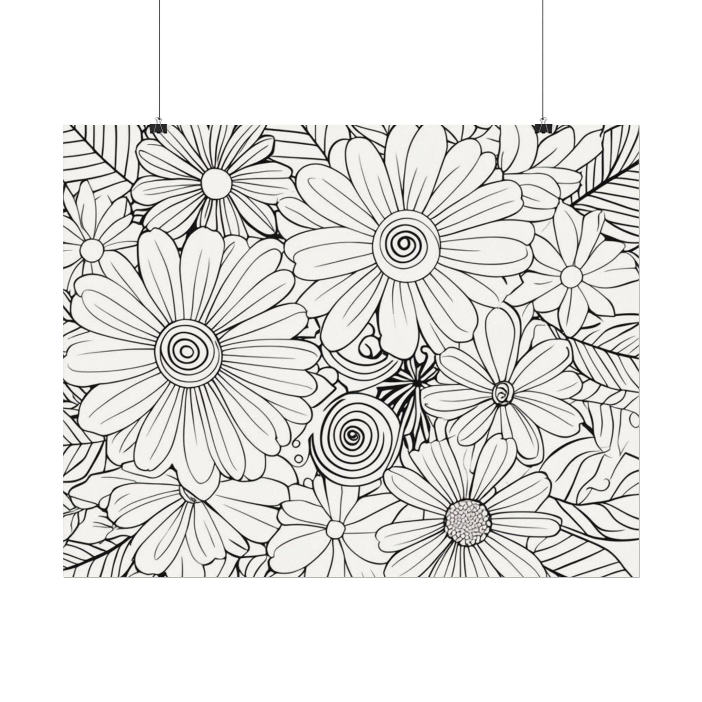 COLOR IT YOURSELF Floral Line Art Poster — Textured Matte Print