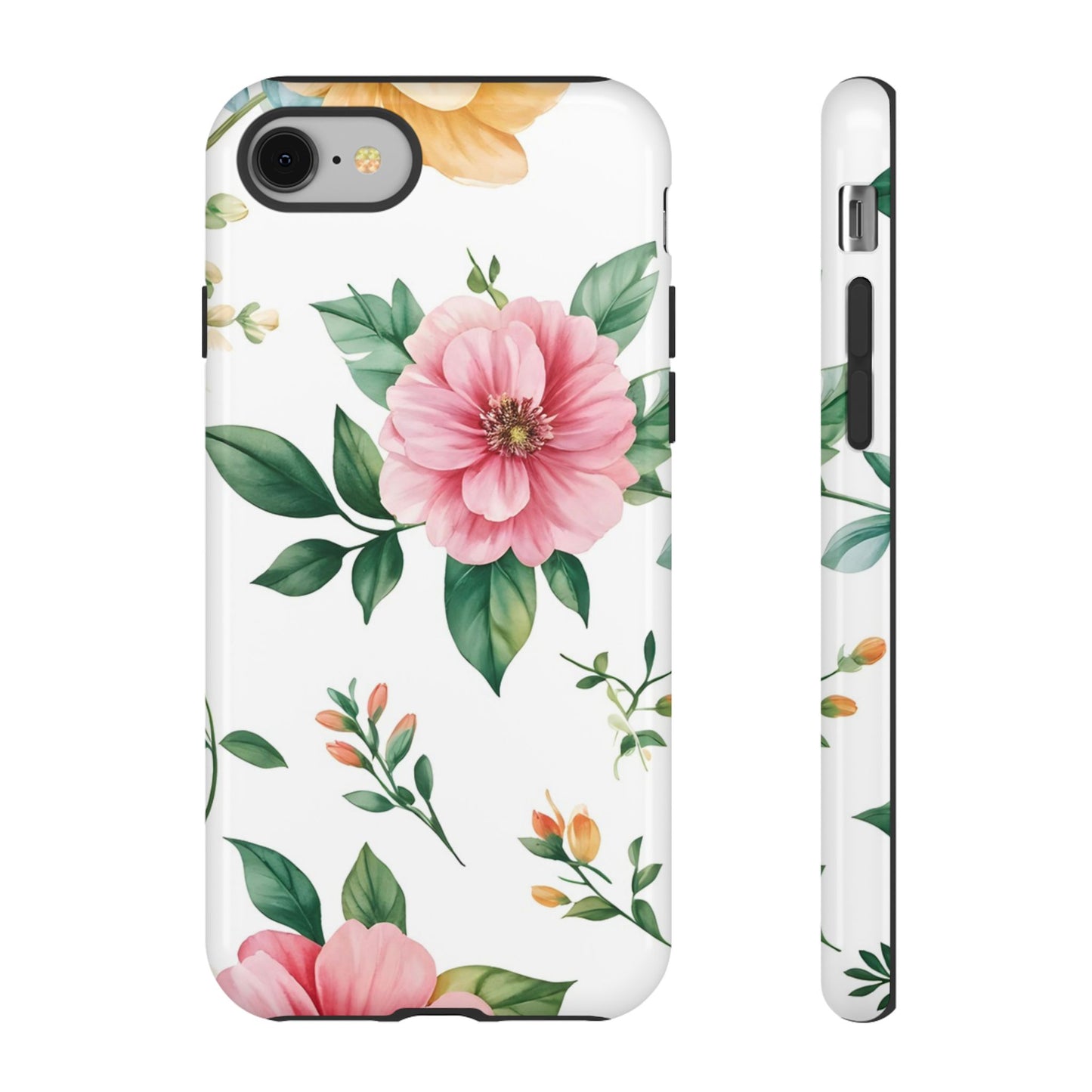 Floral Tough Phone Case — Pink Peony Protective Phone Cover