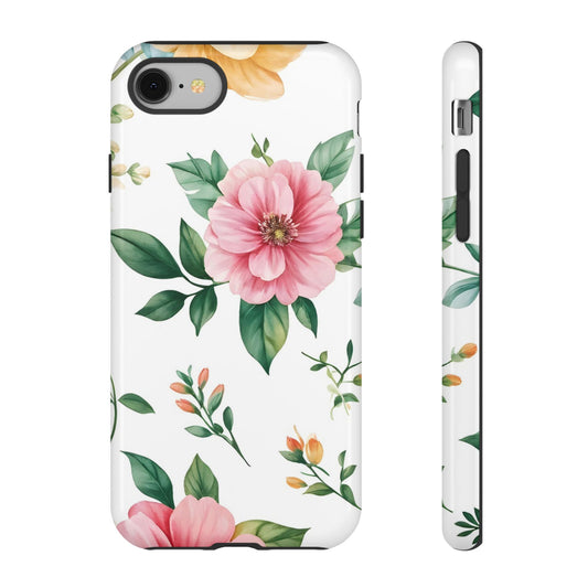Floral Tough Phone Case — Pink Peony Protective Phone Cover