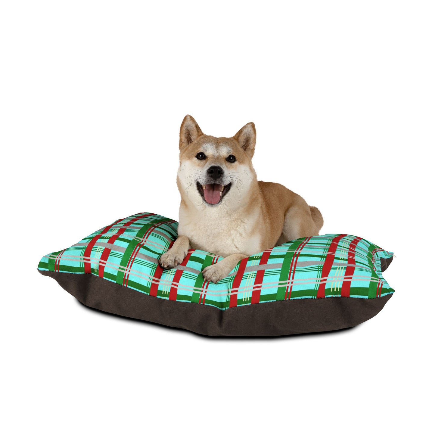 Festive Plaid Pet Bed | Cozy Dog Bed | Holiday Pet Cushion | Comfortable Cat Bed | Christmas Decor