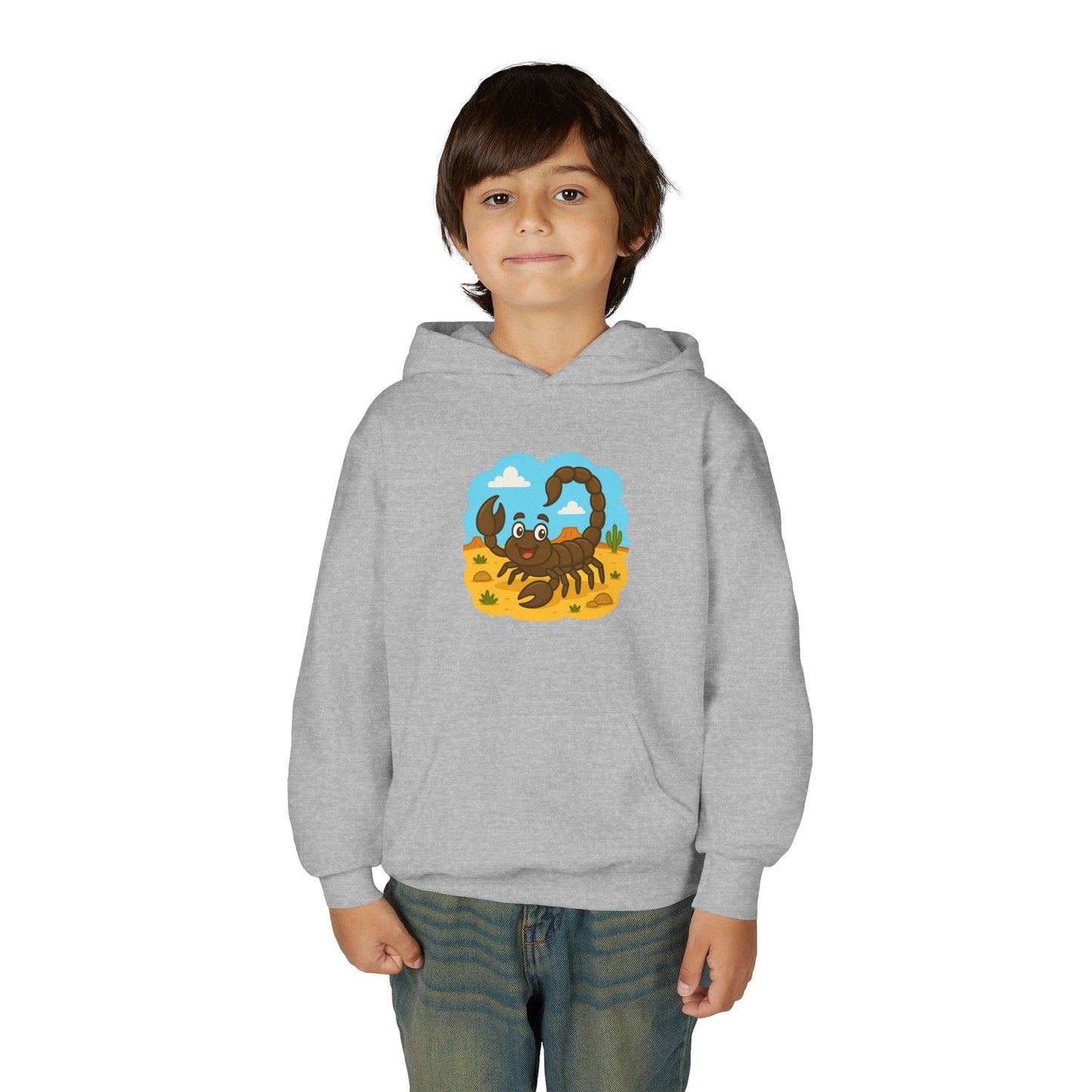Smiling Scorpion Youth Hoodie | Desert Cartoon Scorpion Kids Sweatshirt