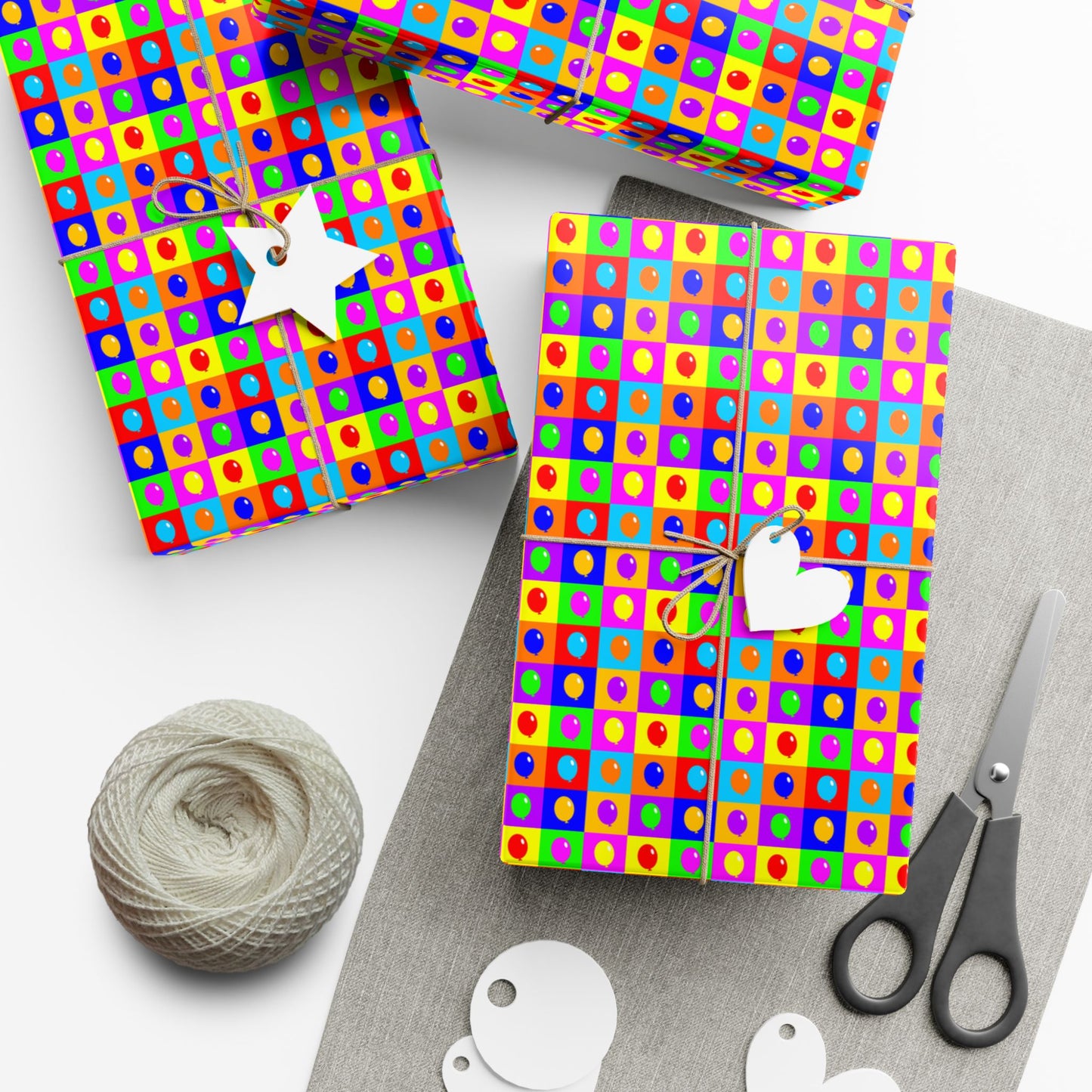 Colorful Heart Grid Gift Wrap Paper — Bright Geometric Valentine & Birthday Wrapping