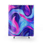 Abstract Ocean Waves Shower Curtain — Blue & Pink Swirl Bathroom Decor
