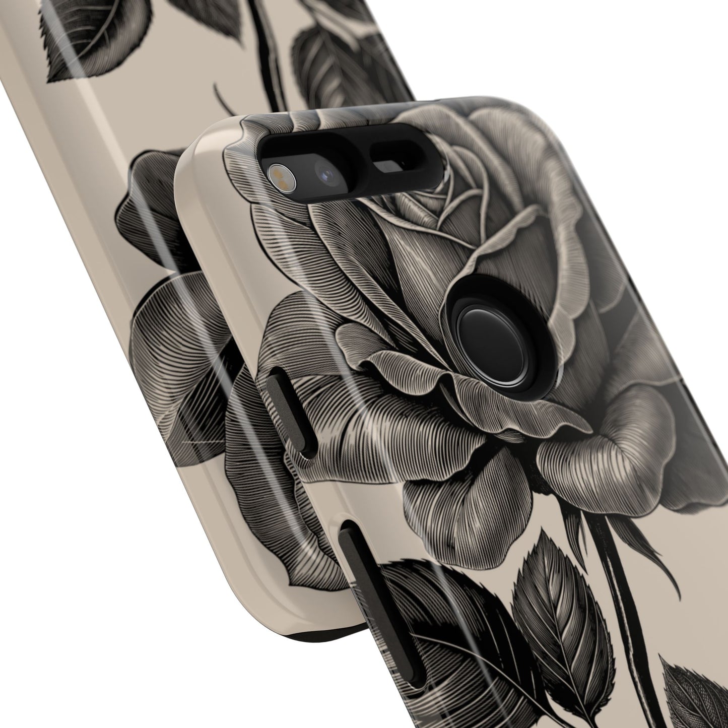 Black Rose Phone Case, Tough Cases with Floral Design, Elegant Tech Accessory, Gift for Flower Lovers, Stylish Protection