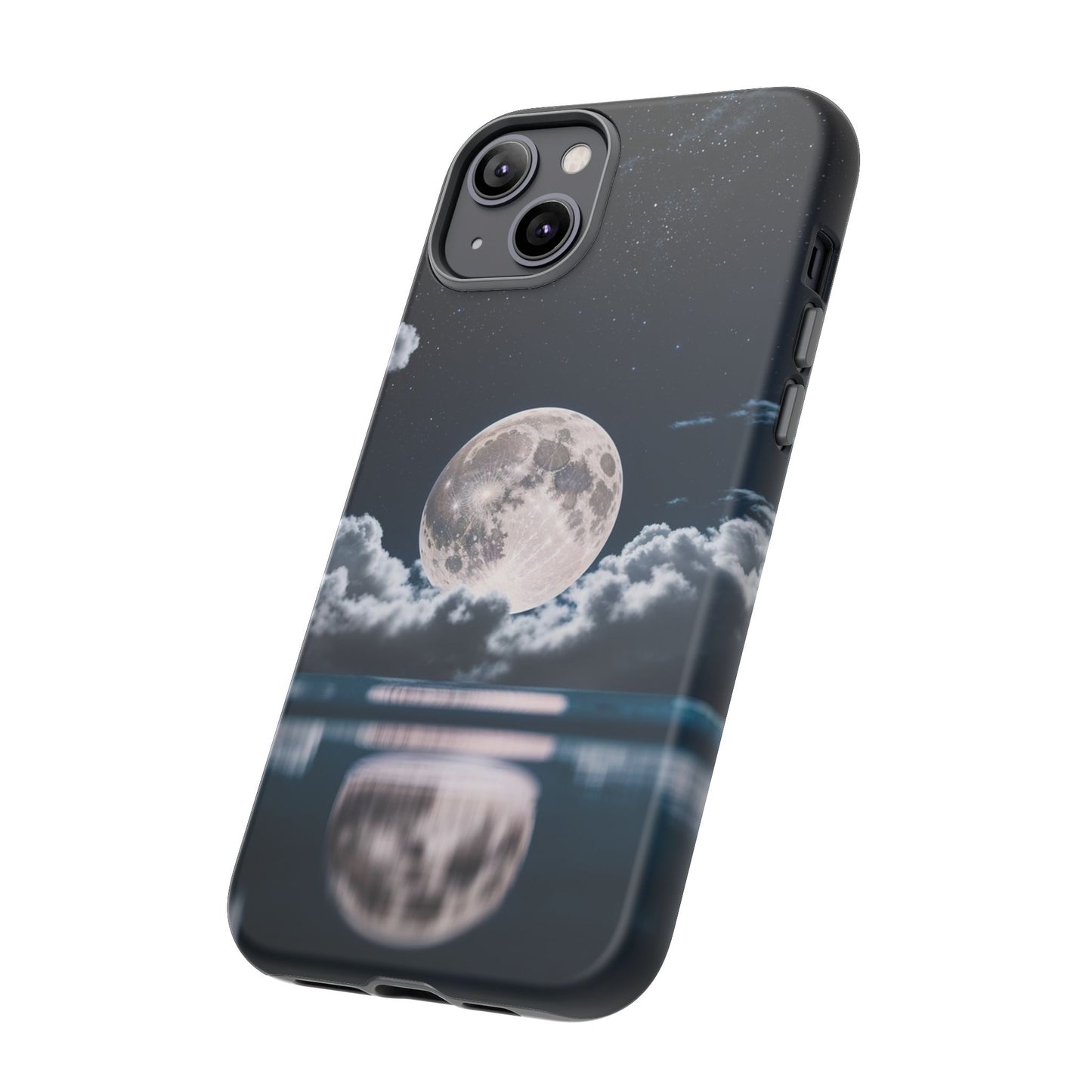 Moonlit Reflection Phone Case — Night Sky Moon & Clouds Tough Case
