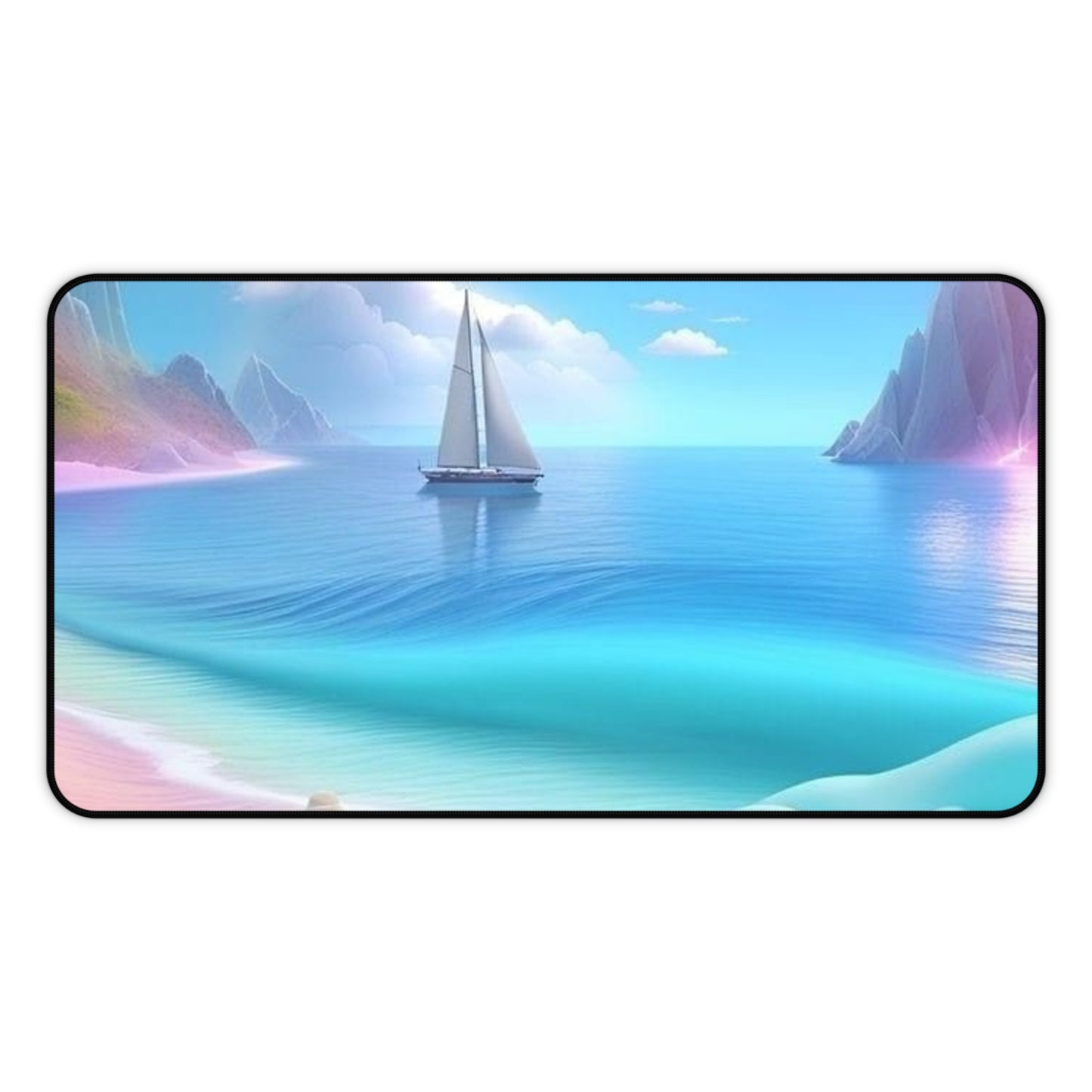 Seaside Sail Desk Mat — Tranquil Ocean Laptop Pad