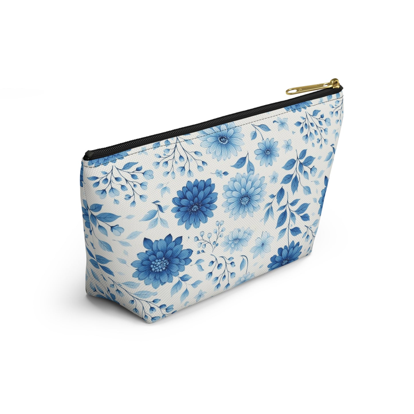 Blue Floral Accessory Pouch — T‑Bottom Makeup & Travel Bag