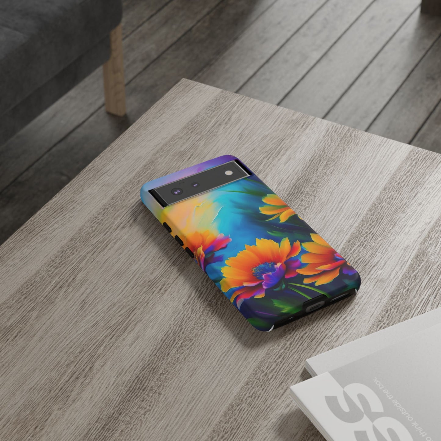 Floral Sunset Tough Phone Case — Vibrant Watercolor Flowers Protective Cover