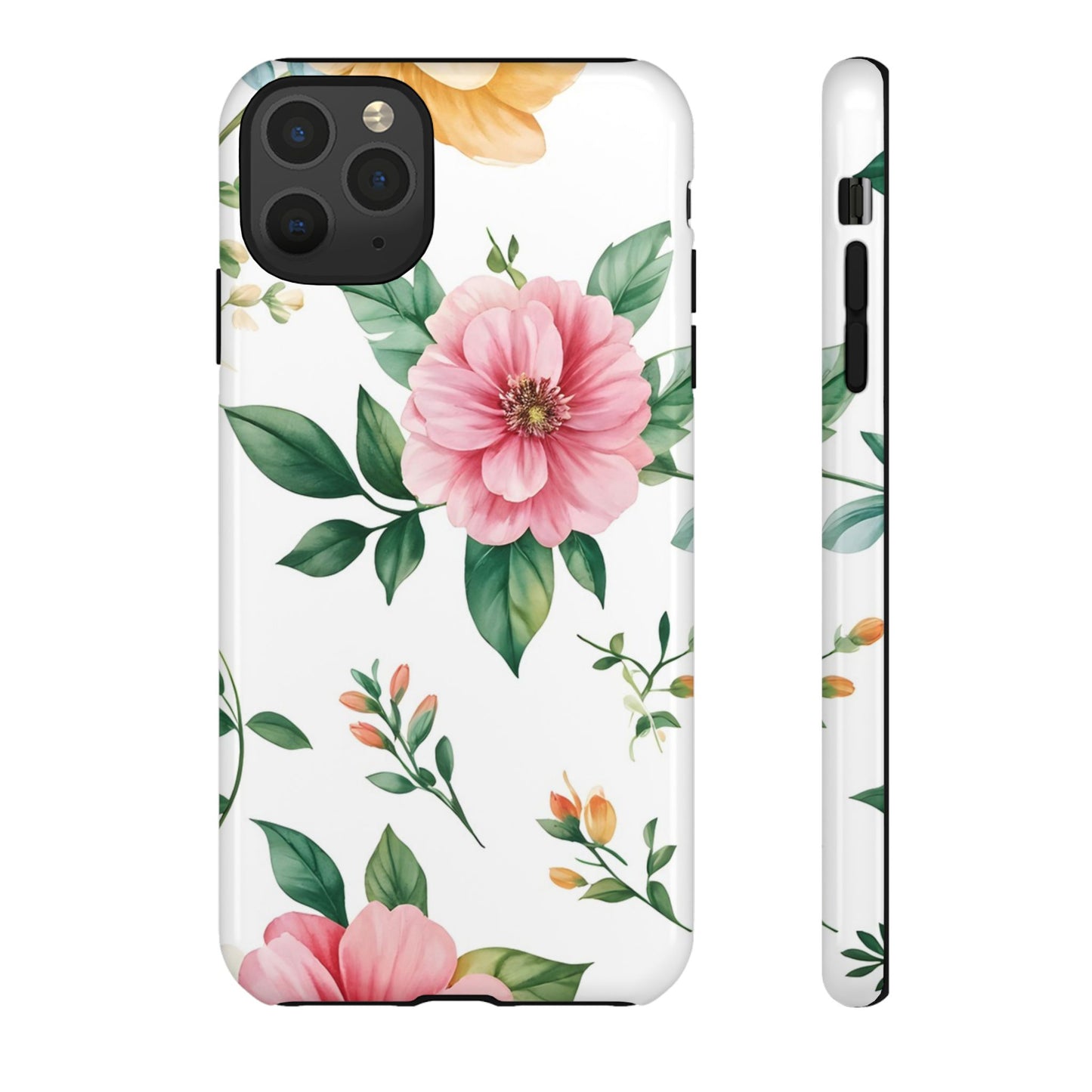Floral Tough Phone Case — Pink Peony Protective Phone Cover
