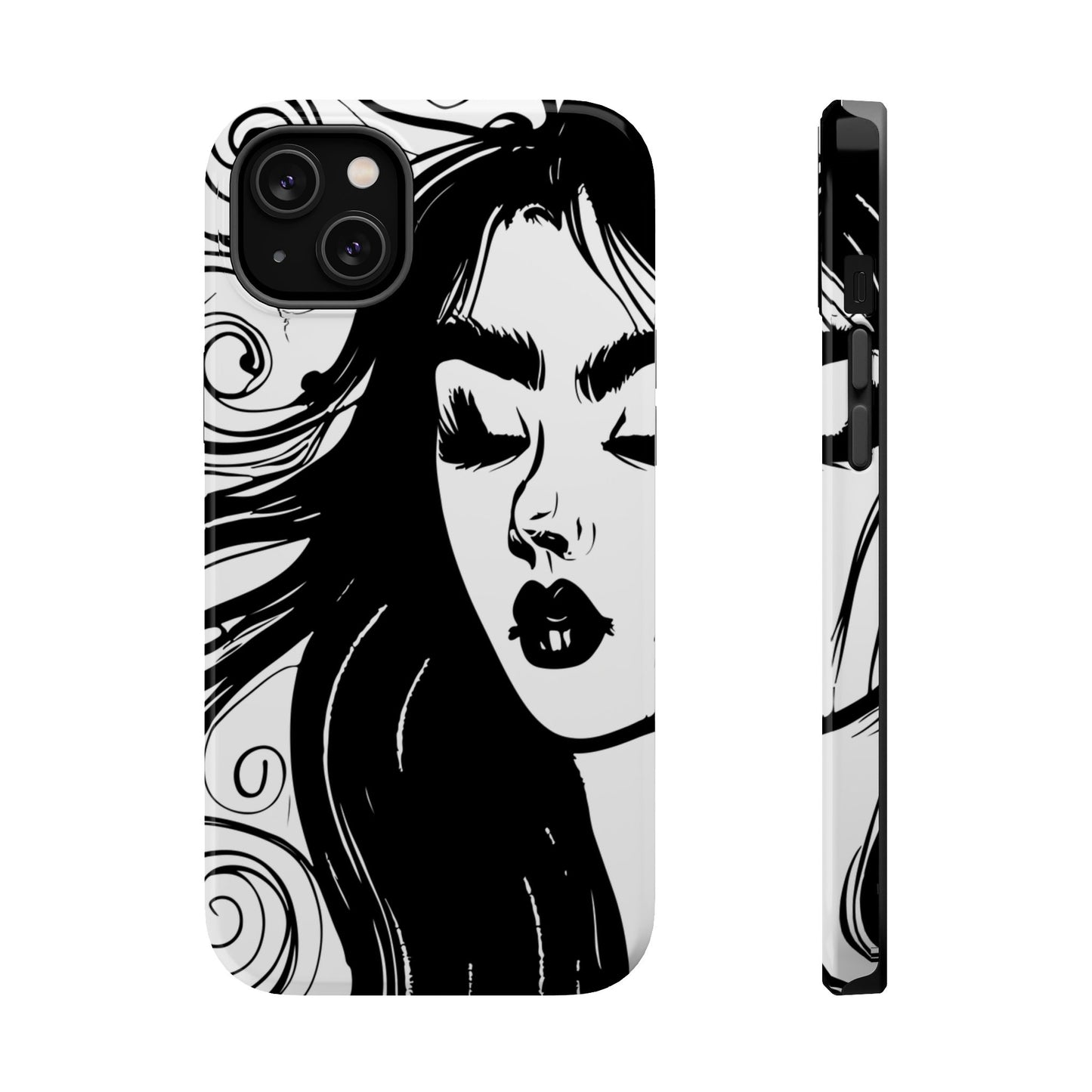Artistic Black & White Portrait Phone Case — Magnetic Impact-Resistant