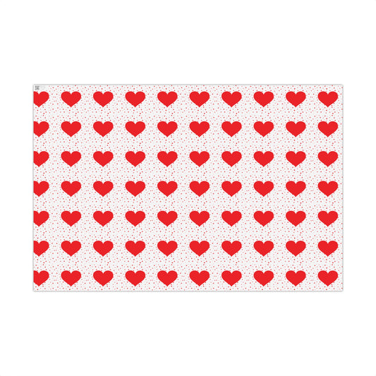 Heart Pattern Gift Wrap Paper — Red Hearts on White for Valentine’s Day & Romantic Gifts