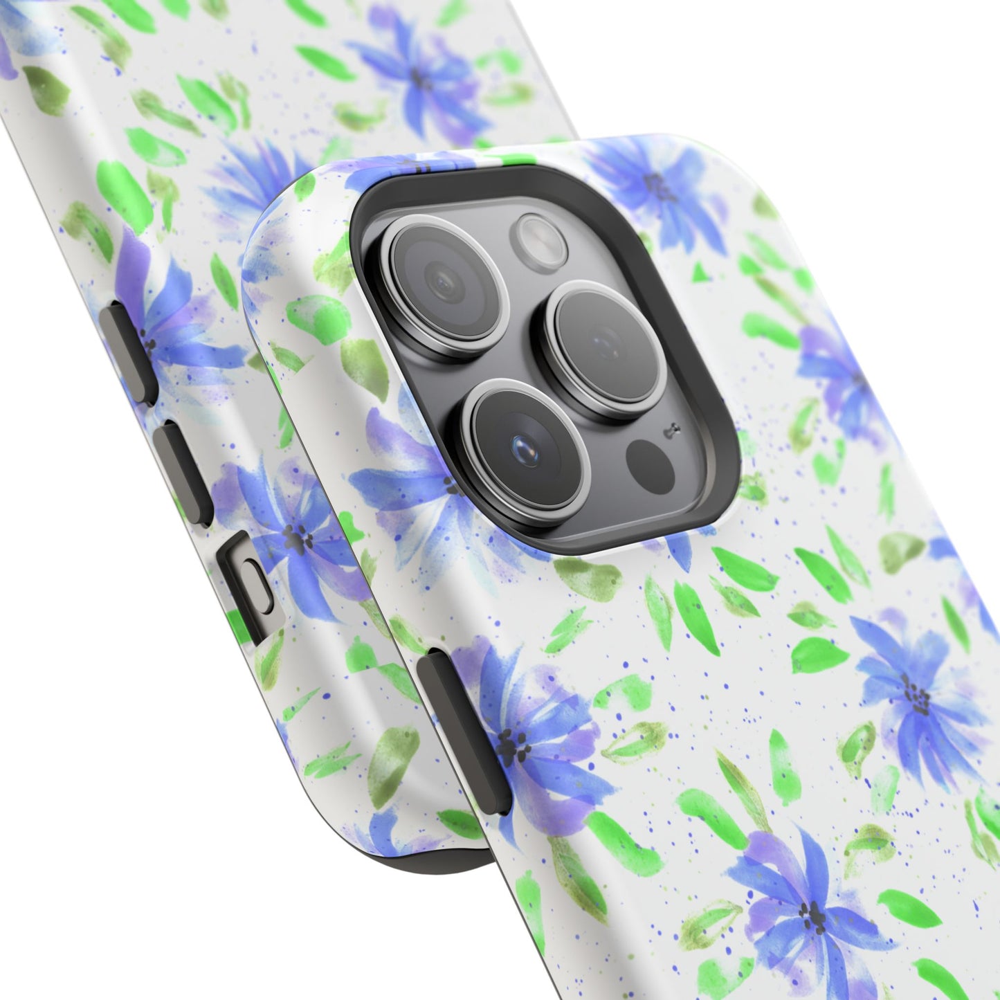 Floral Blue Watercolor Phone Case — Magnetic Impact-Resistant
