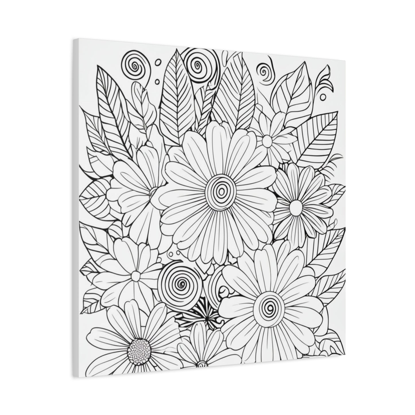 COLOR IT YOURSELF Floral Doodle Canvas Art — Black & White Bouquet Stretched Canvas