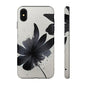 Monochrome Floral Tough Phone Case — Black Ink Flower Protective Cover