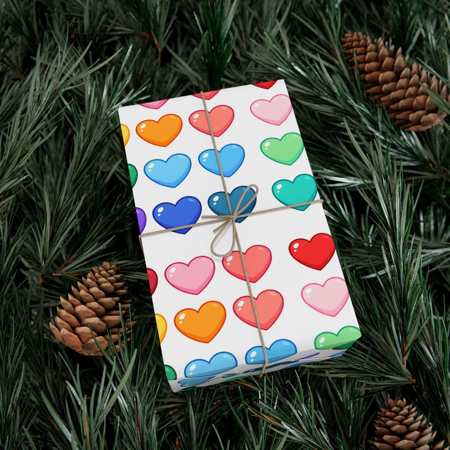 Rainbow Hearts Gift Wrap Paper — Colorful Heart Pattern Wrapping Paper for Birthdays, Valentine’s & Pride