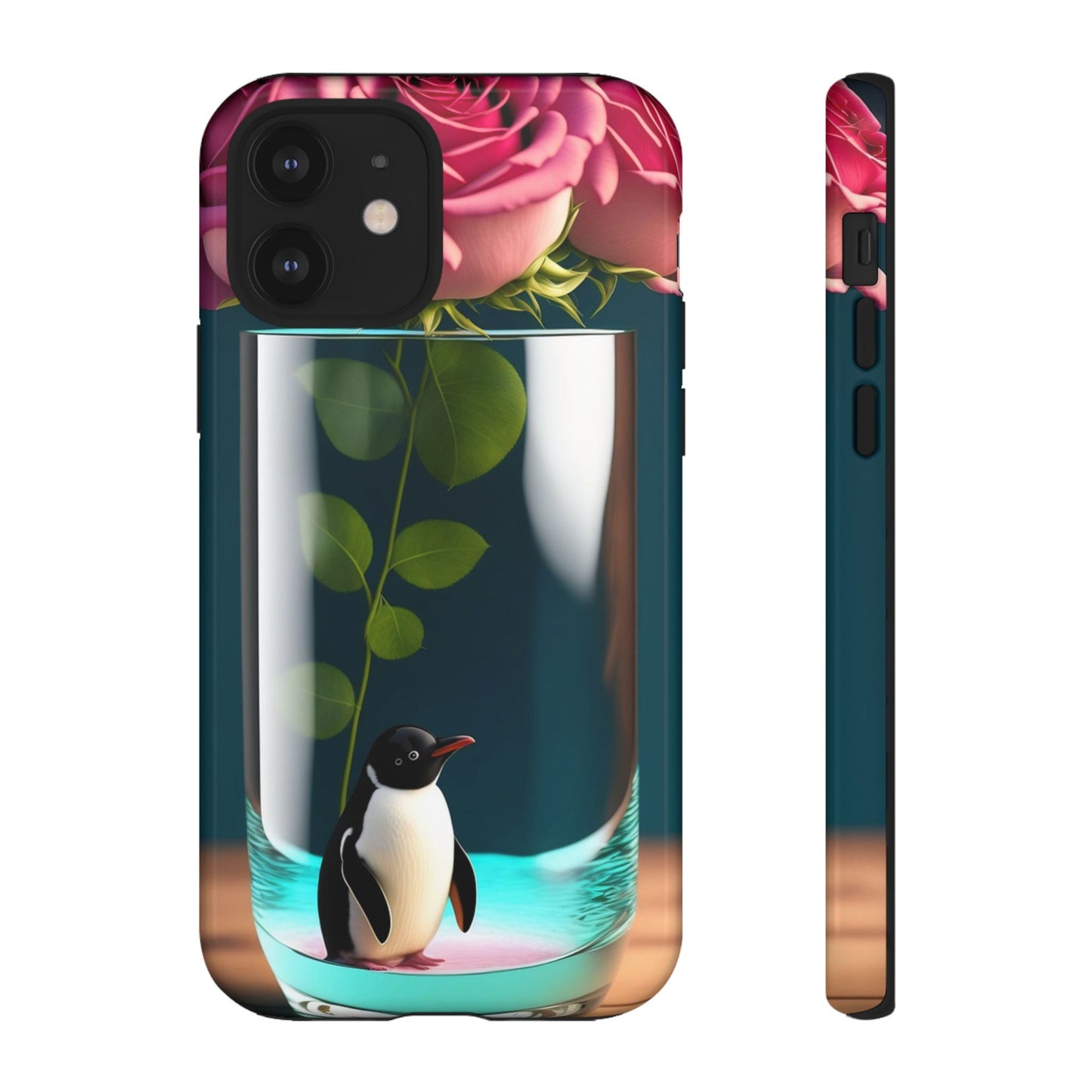 Penguin in a Glass Floral Tough Phone Case — Cute Protective Phone Cover