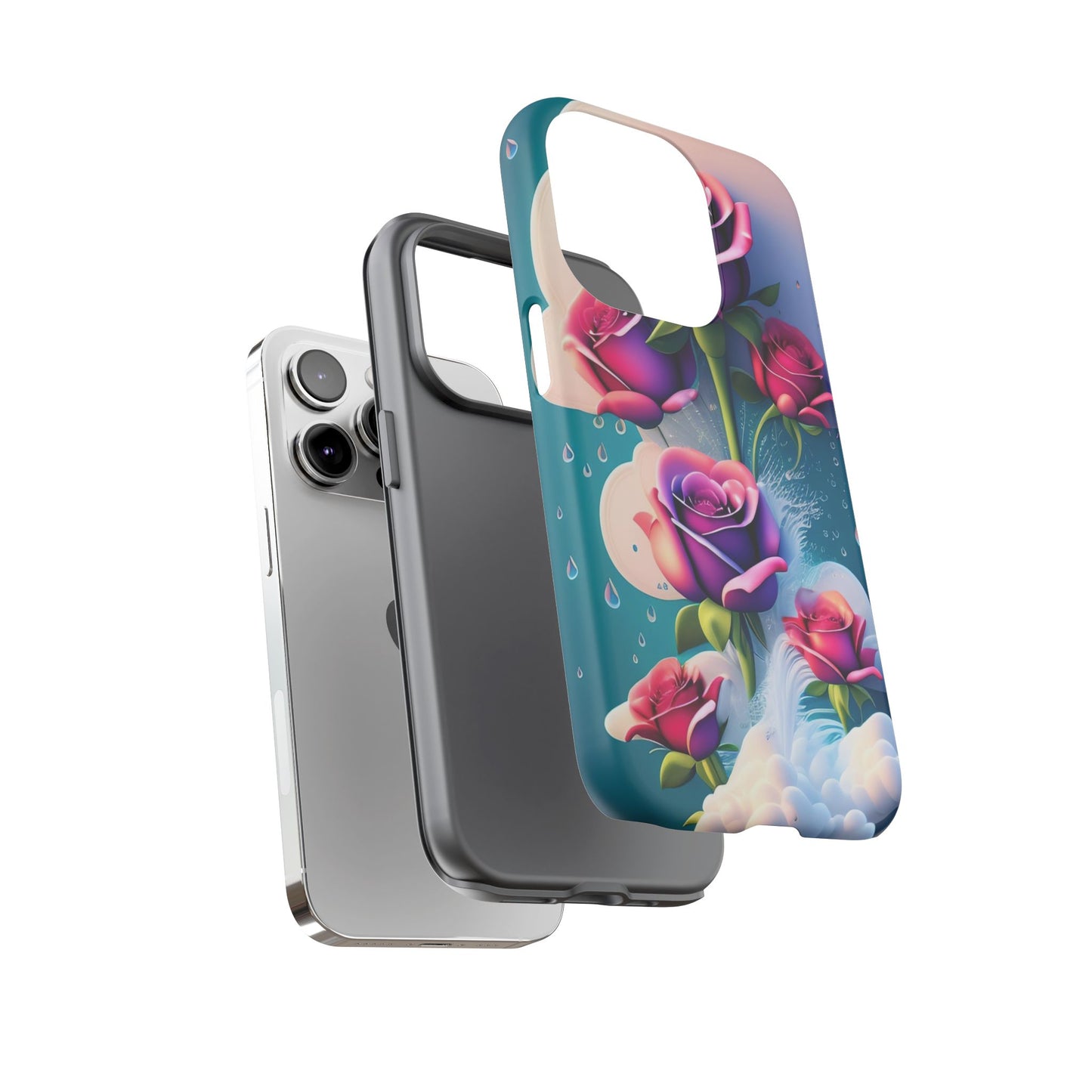 Floral Dream Tough Phone Case — Rose Bouquet Clouds Design