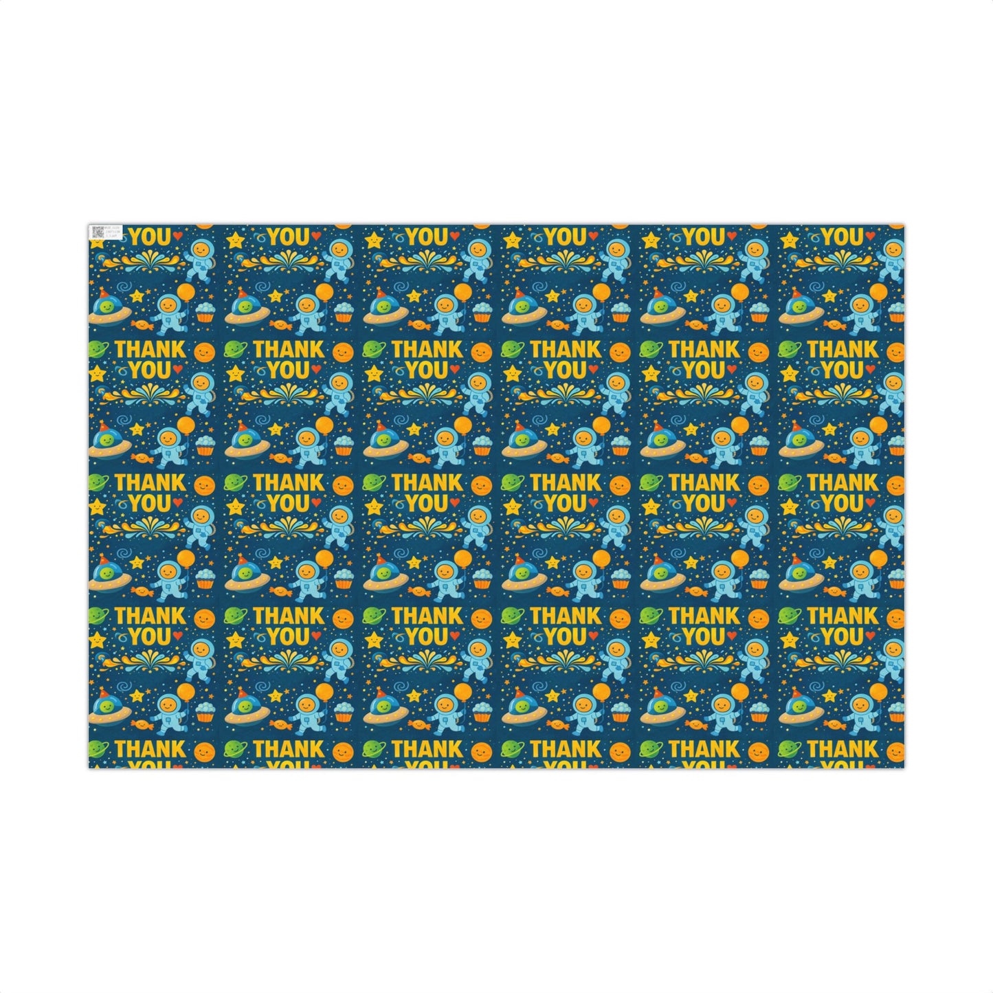 Gift Wrap Paper - 'Thank You' Space Party Pattern (Blue)