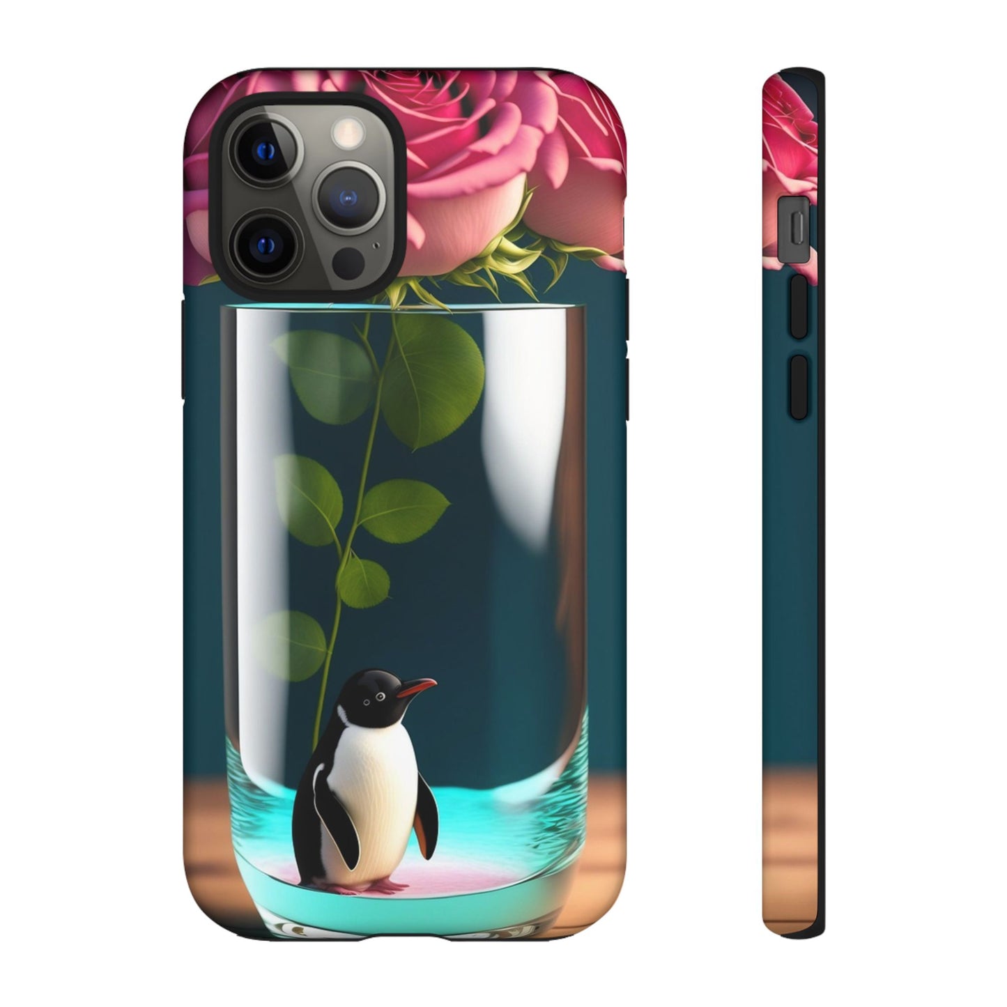 Penguin in a Glass Floral Tough Phone Case — Cute Protective Phone Cover