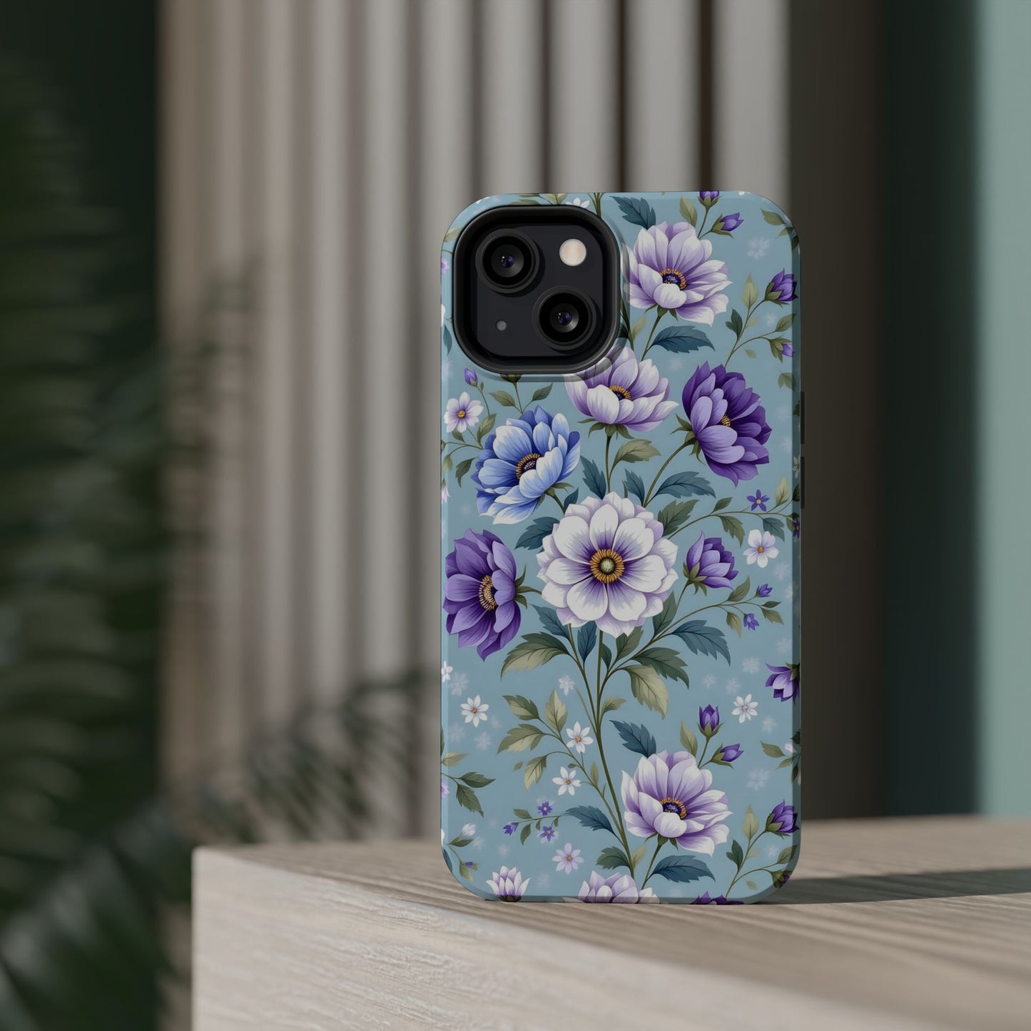 Floral Purple Peony Phone Case — Magnetic Impact‑Resistant Protective Cover